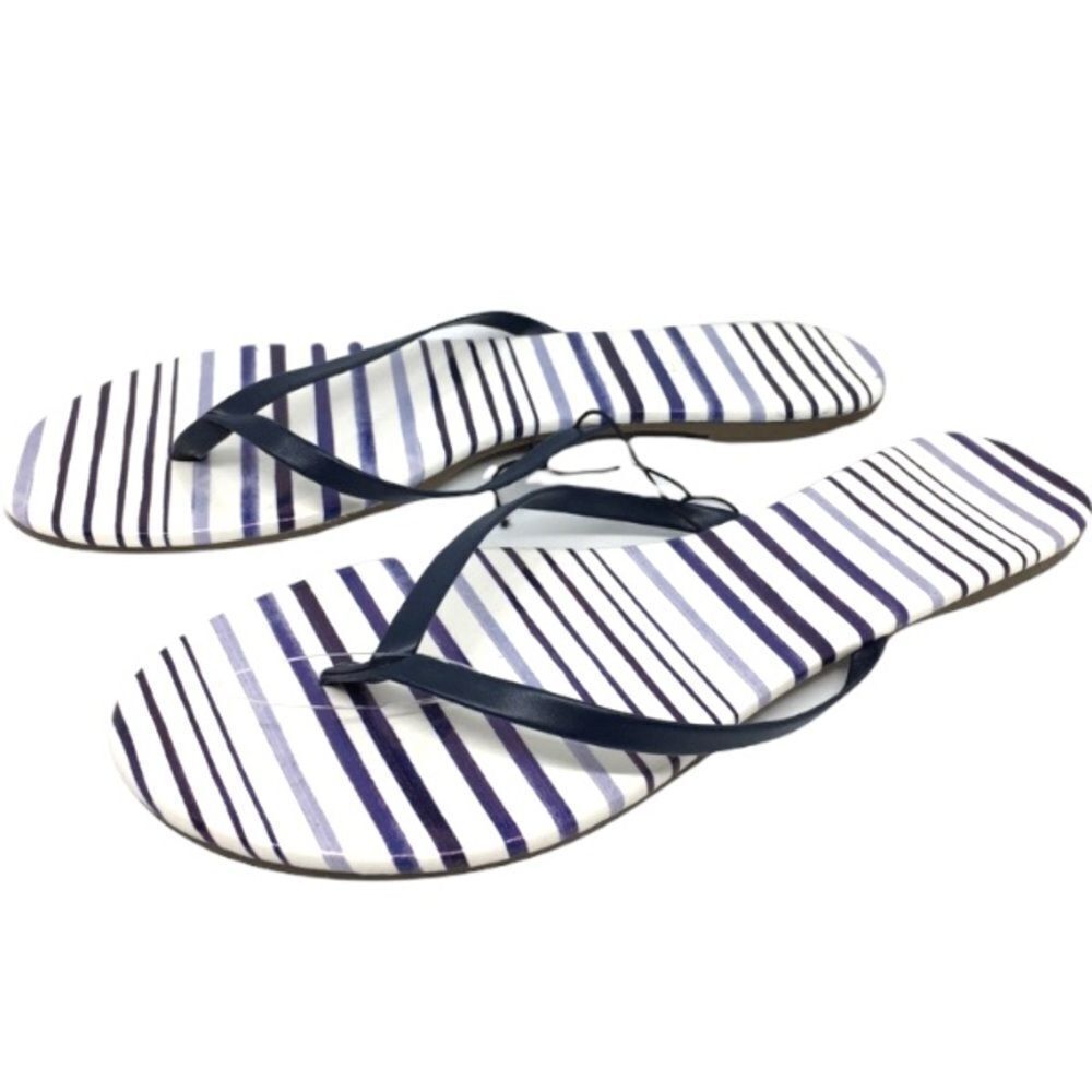 Stripe flip flops Nwot blue white